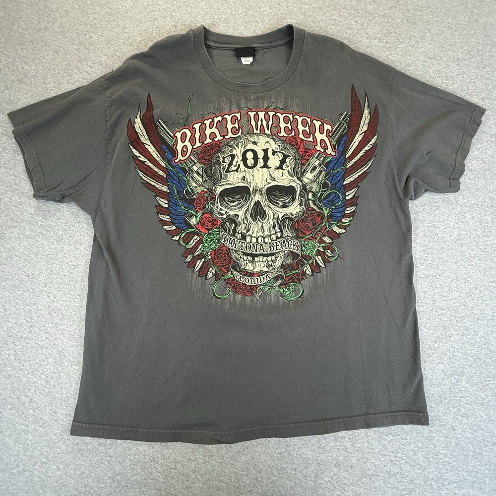 Hot Leathers Mens 2XL 2017 Daytona Bike Week Motorcycle Skull Graphic T Shirt